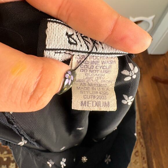 Black Floral Maxi Skirt Vintage Rikki J New York Size Medium Whimsygoth - Picture 8 of 9